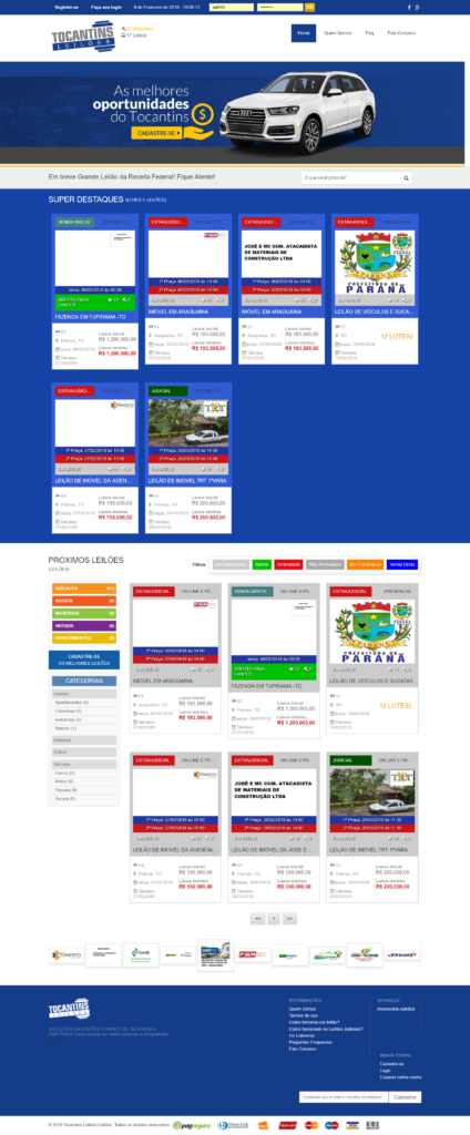  criação de sites Sistema de Leilão