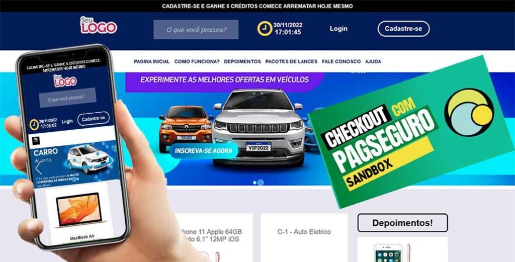  criação de sites Leilão de Centavos