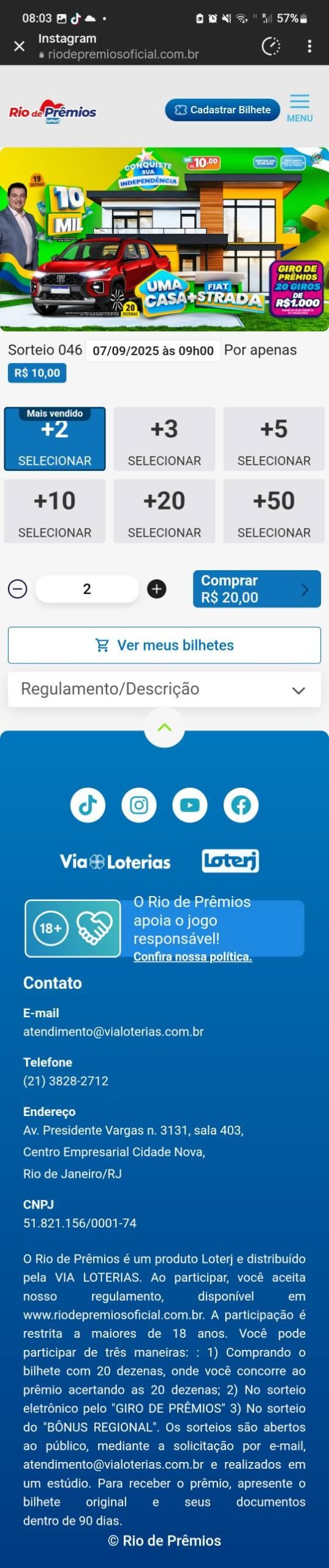 criação de sites Sistema de Rifas