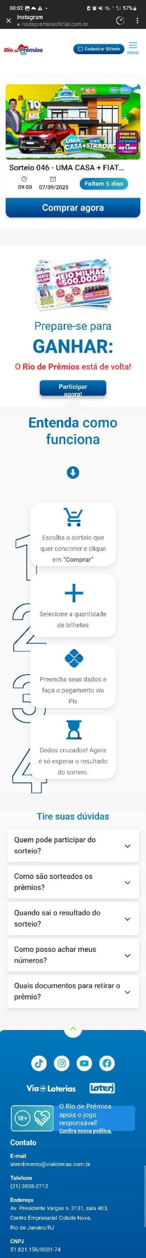  criação de sites Sistema de Rifas